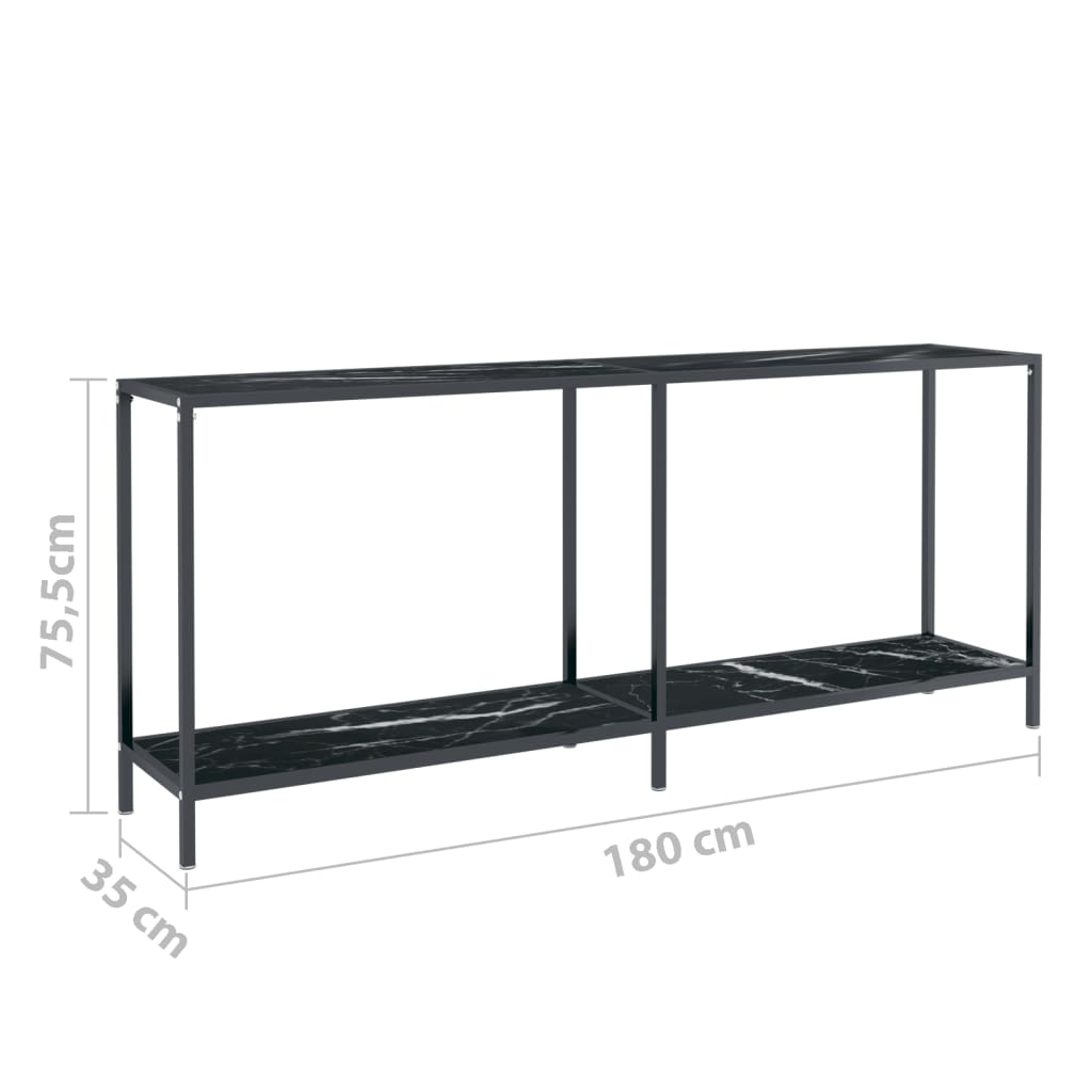 Konsolentisch Schwarz 180x35x75,5 cm Gehärtetes Glas