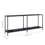 Console table Black 180x35x75.5 cm Tempered glass