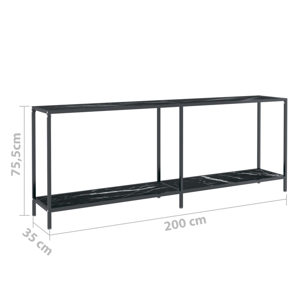 Konsolentisch Schwarz 200x35x75,5 cm Gehärtetes Glas