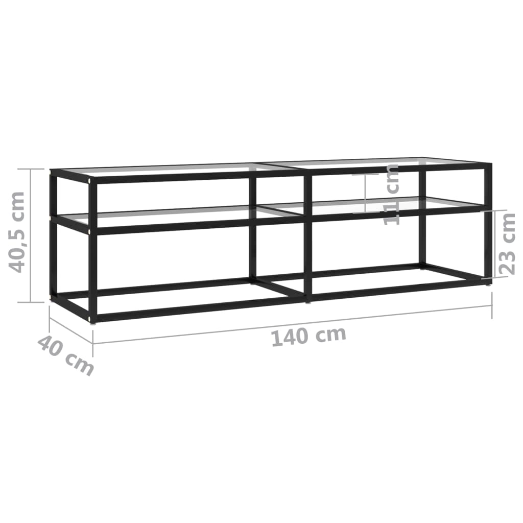 Meuble TV Transparent 140x40x40,5 cm Verre trempé