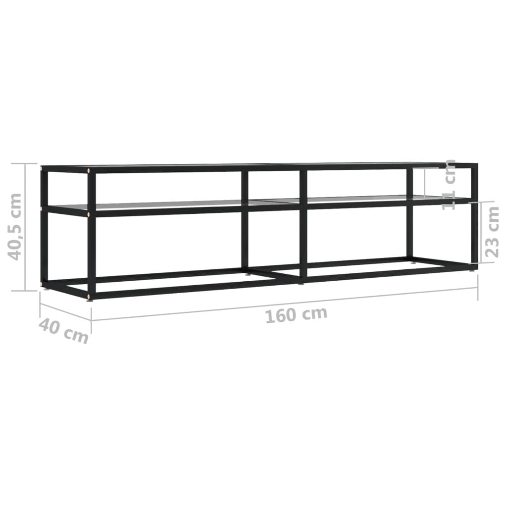 Meuble TV transparent 160x40x40,5 cm verre trempé