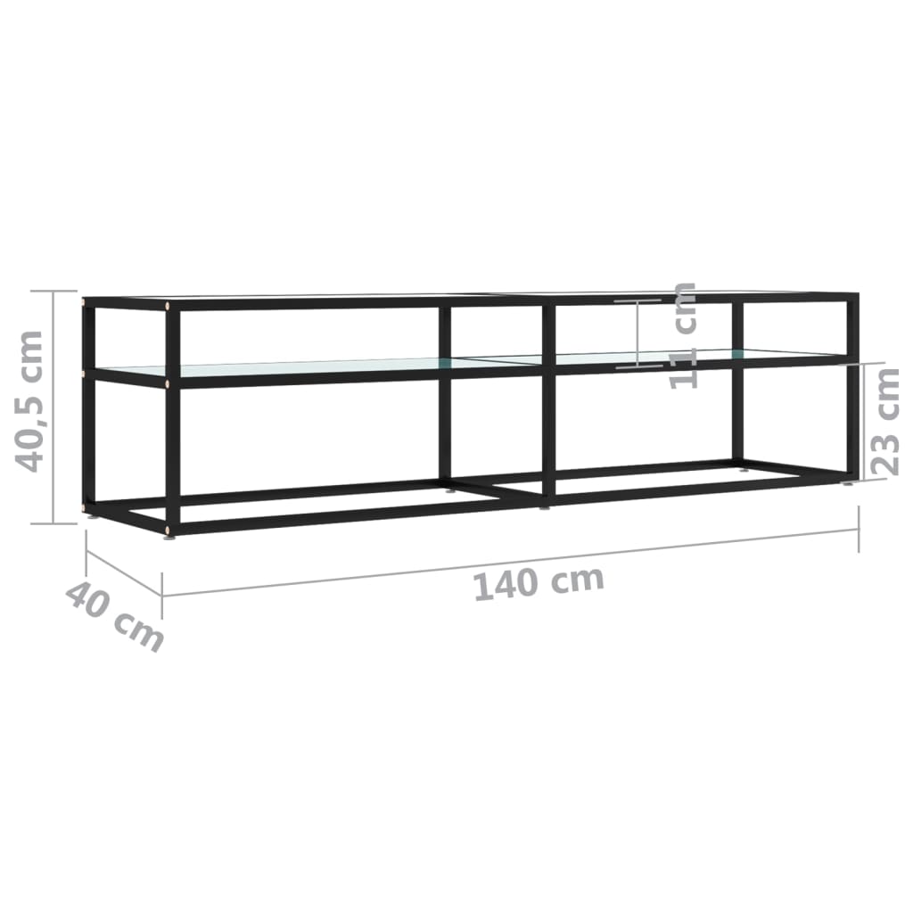 Meuble TV Marbre blanc 160x40x40,5 cm Verre trempé