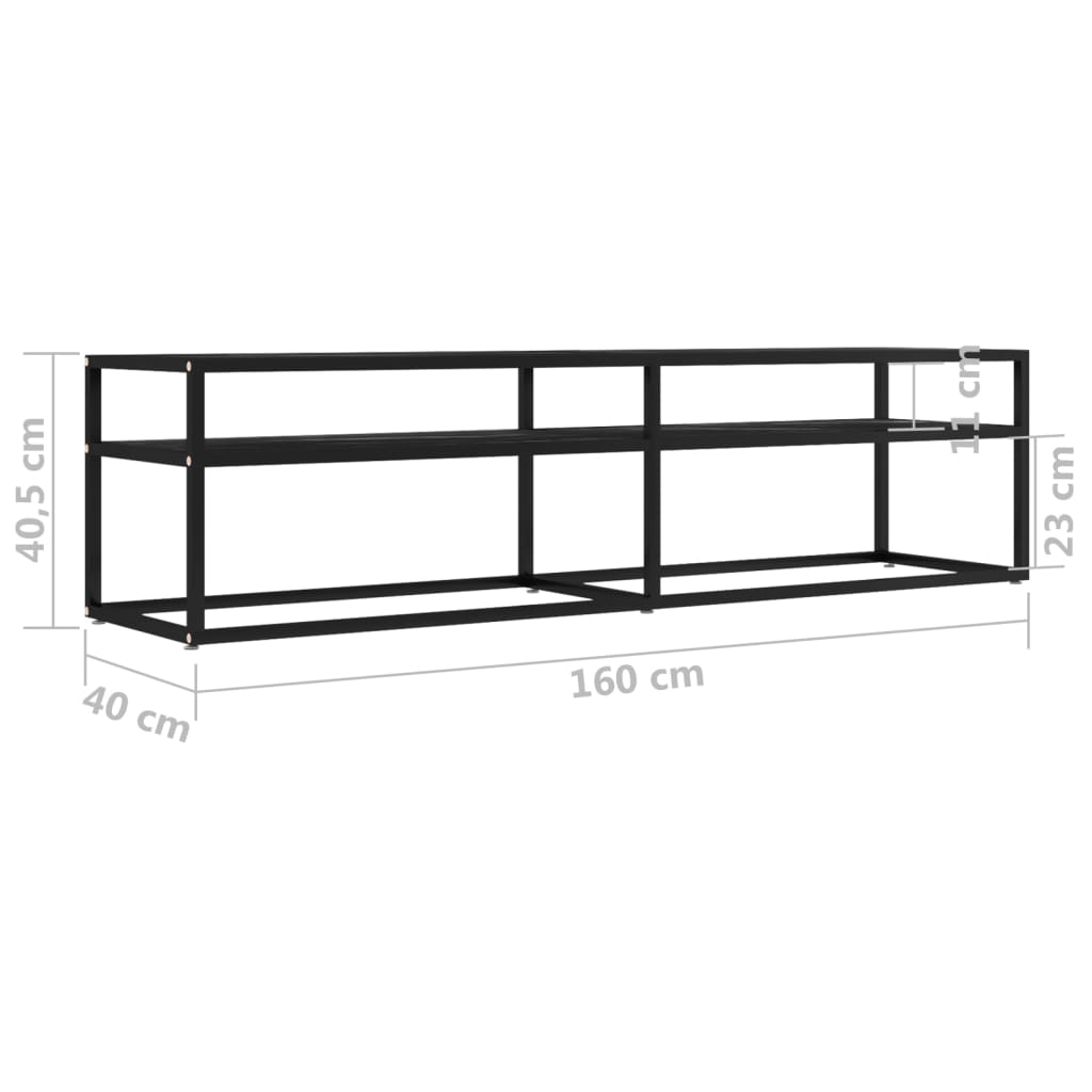 Meuble TV Marbre noir 160x40x40,5 cm Verre trempé