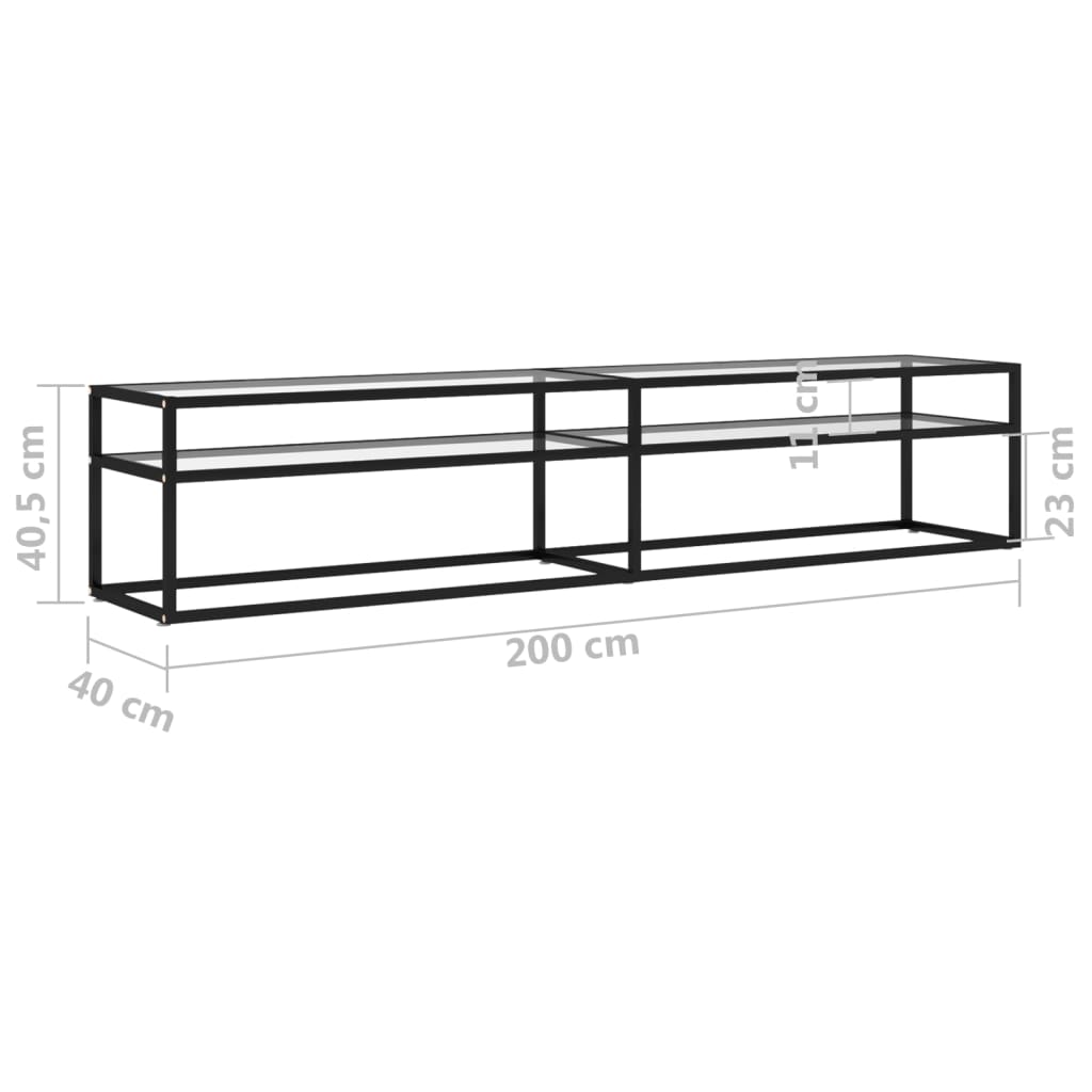 Meuble TV transparent 200x40x40,5 cm verre trempé