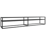 Black TV cabinet 220x40x40.5 cm tempered glass