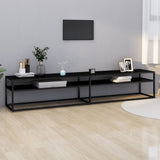 Black TV cabinet 220x40x40.5 cm tempered glass