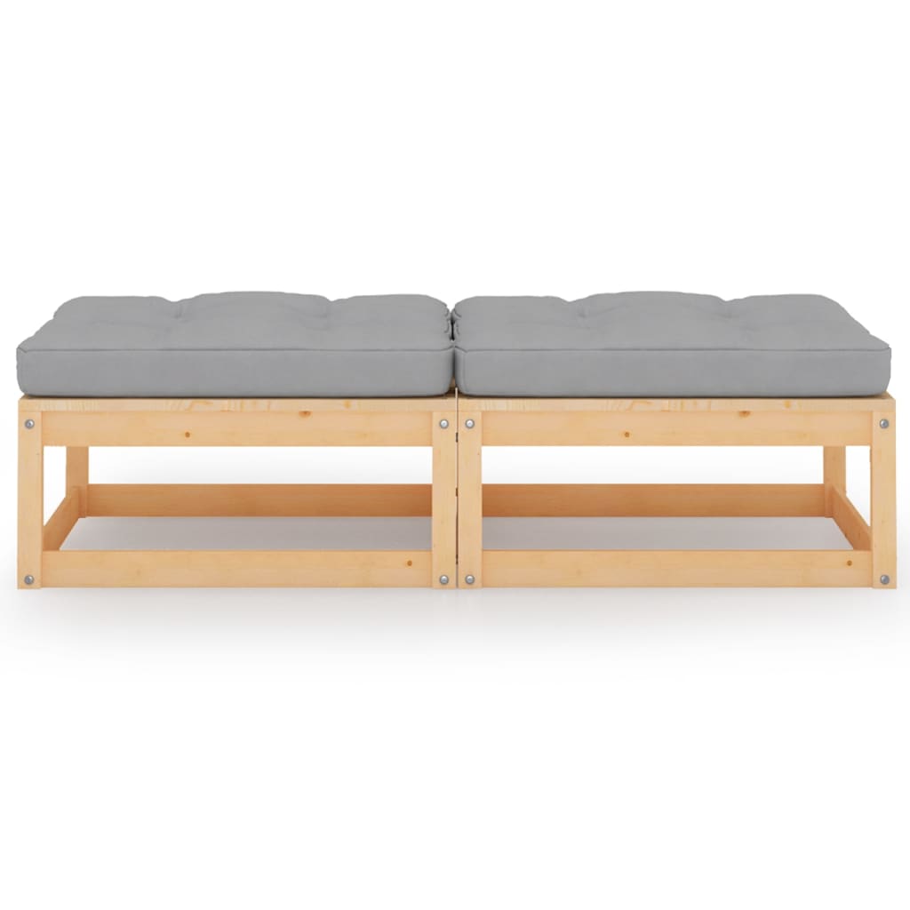 Repose-pieds de jardin avec coussins lot de 2 Bois pin solide