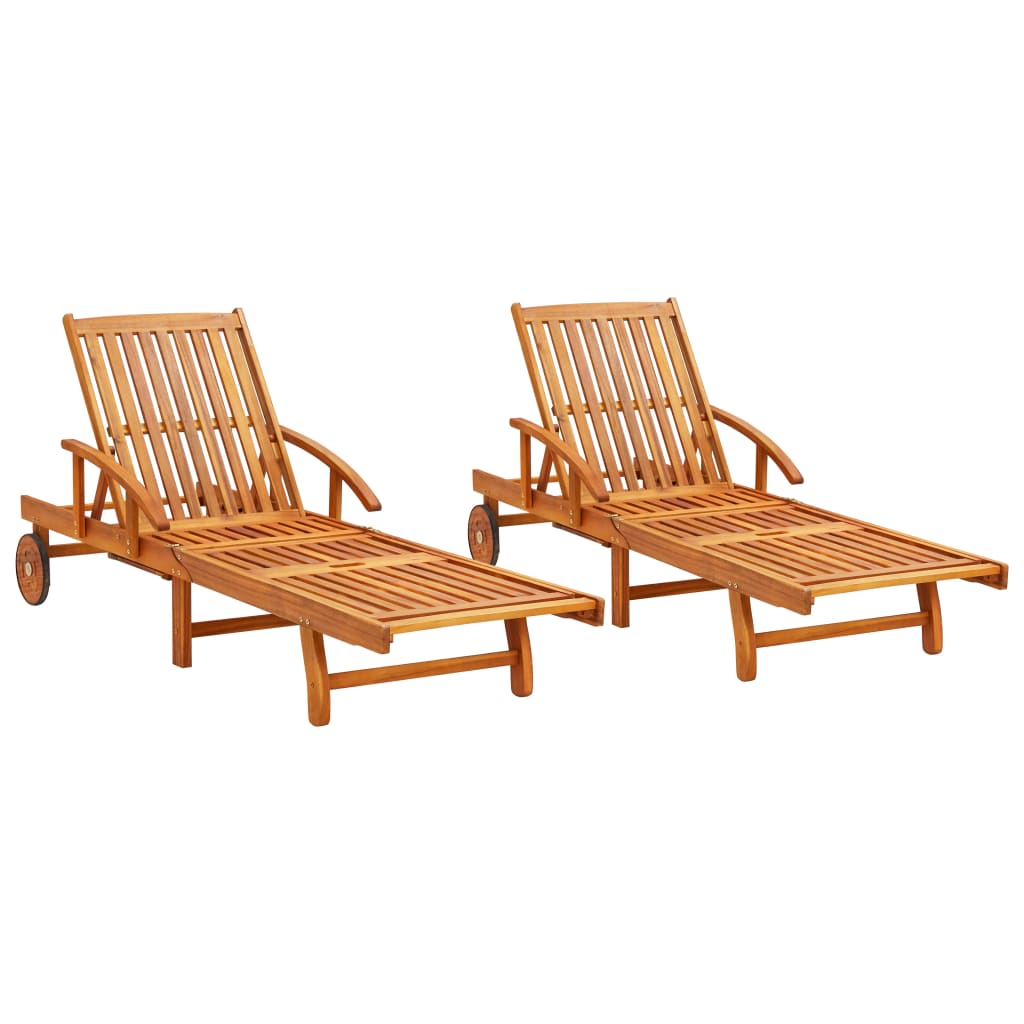 Sun loungers set of 2 Solid acacia wood