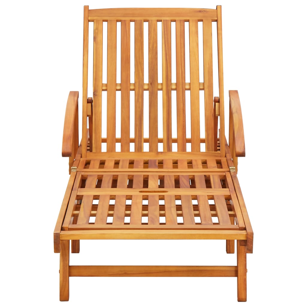 Chaises longues lot de 2 avec coussins Bois d'acacia solide