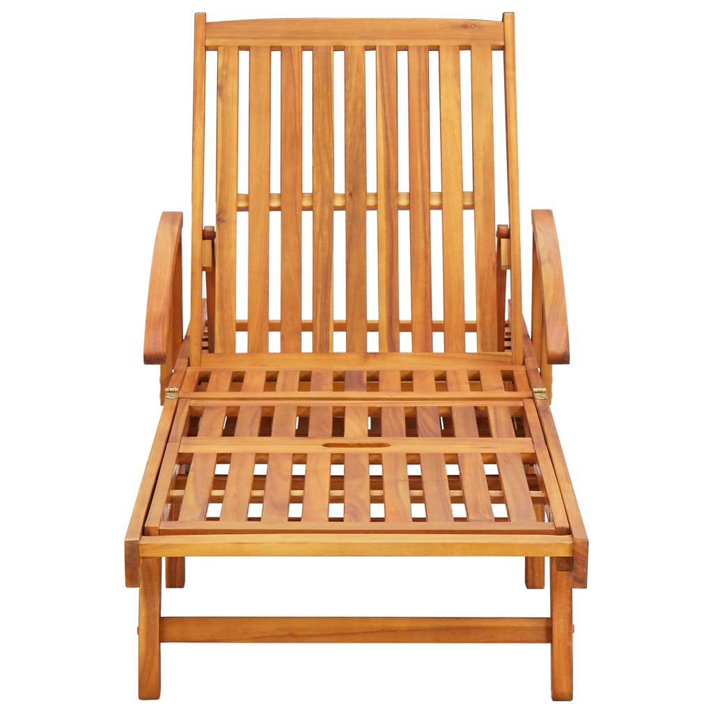 Chaises longues lot de 2 avec coussins Bois d'acacia solide