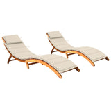 Chaises longues lot de 2 avec coussins Bois d'acacia solide