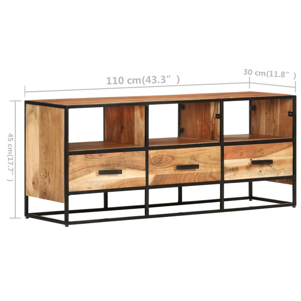 Meuble TV 110x30x45 cm Bois d'acacia massif