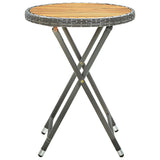 Grey Tea Table 60 cm Resin wicker and solid acacia wood