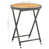 Grey Tea Table 60 cm Resin wicker and solid acacia wood