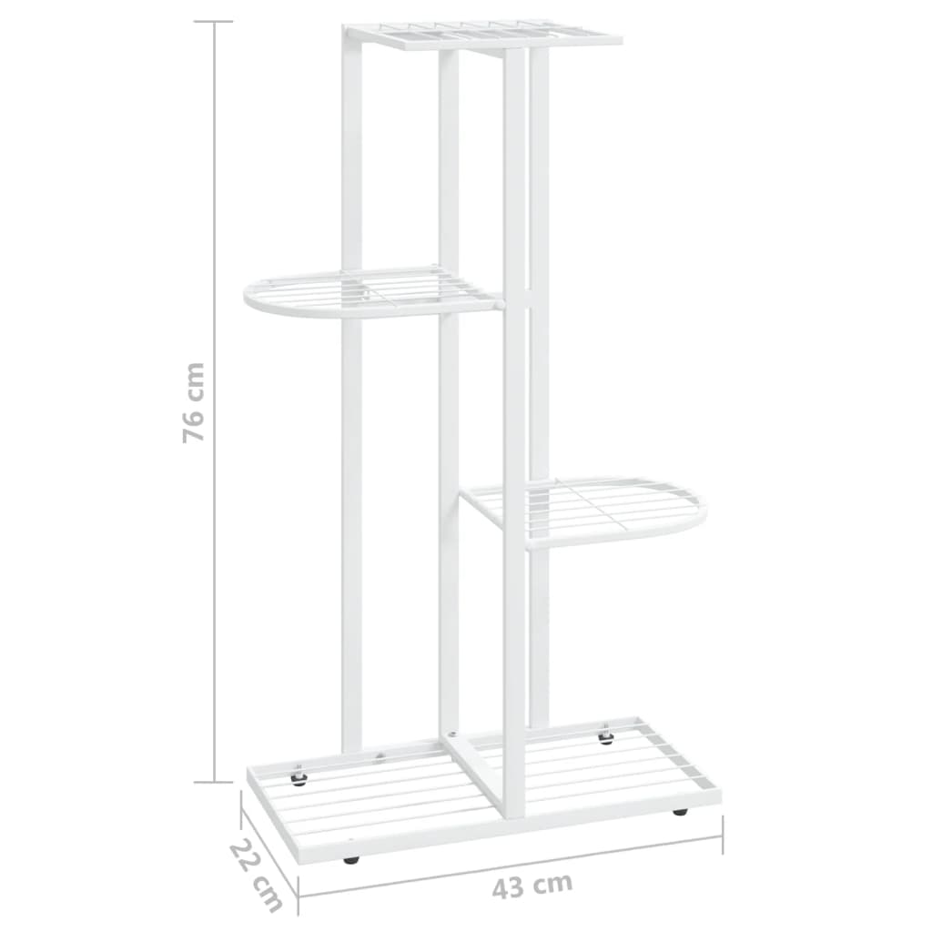 Support pour plantes 4 niveaux 43x22x76 cm Blanc Métal