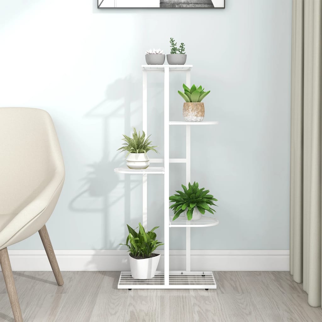 Support pour plantes 5 niveaux 43x22x98 cm Blanc Métal