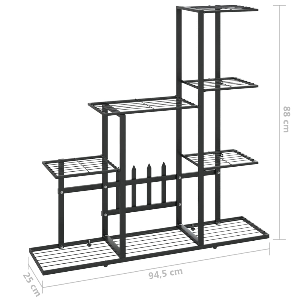 Support pour plantes 94,5x25x88 cm Noir Métal