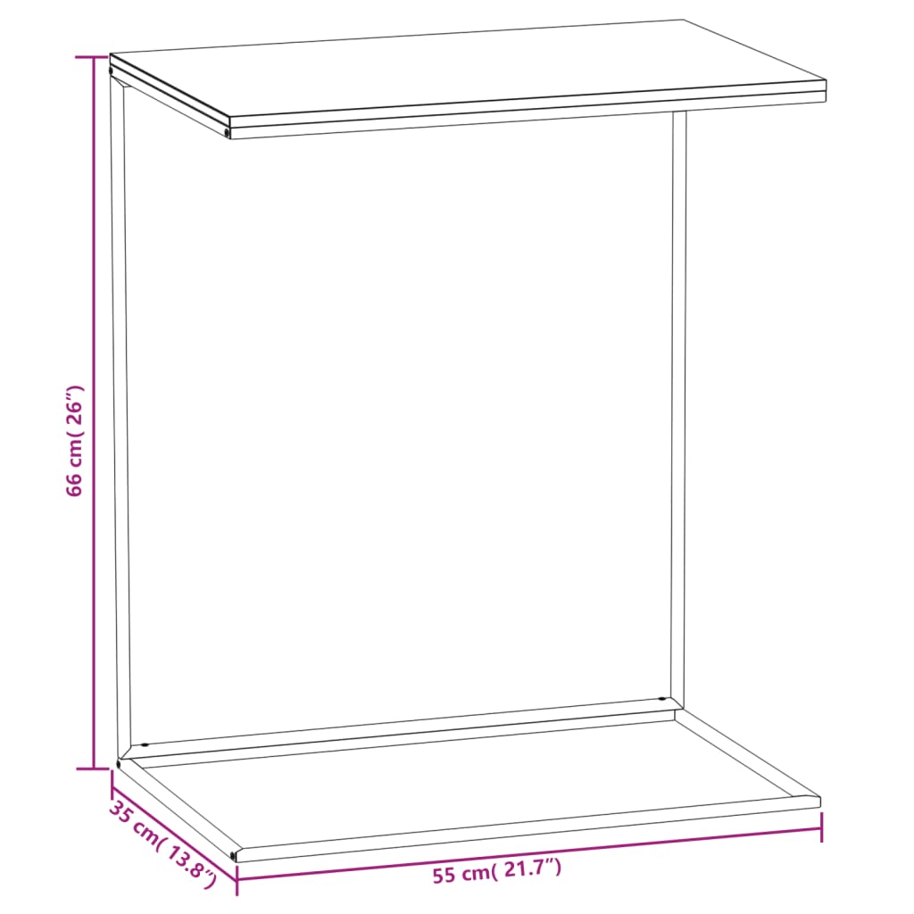 Beistelltisch Schwarz 55x35x66 cm Holzwerkstoff