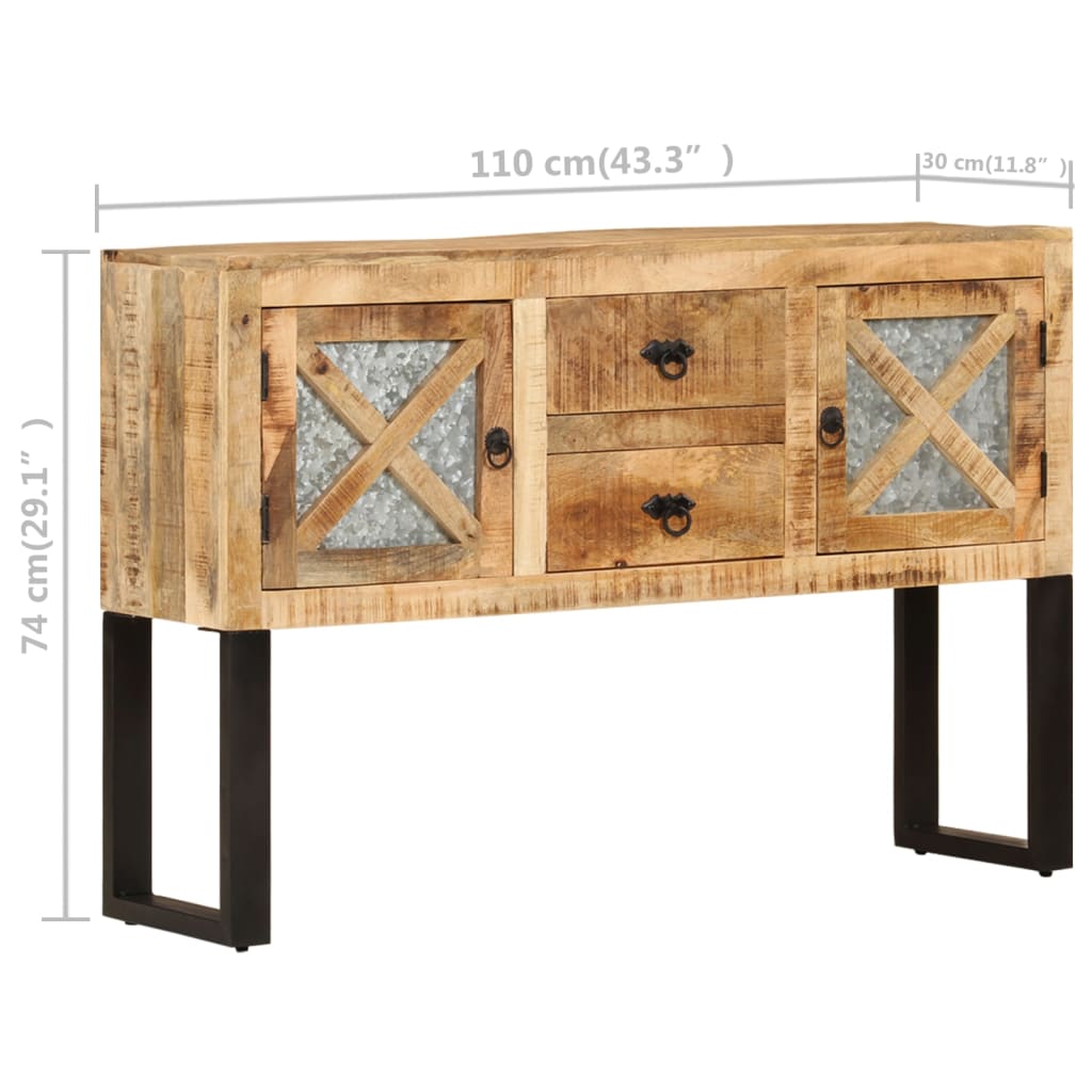 Buffet 110x30x74 cm Bois de manguier brut