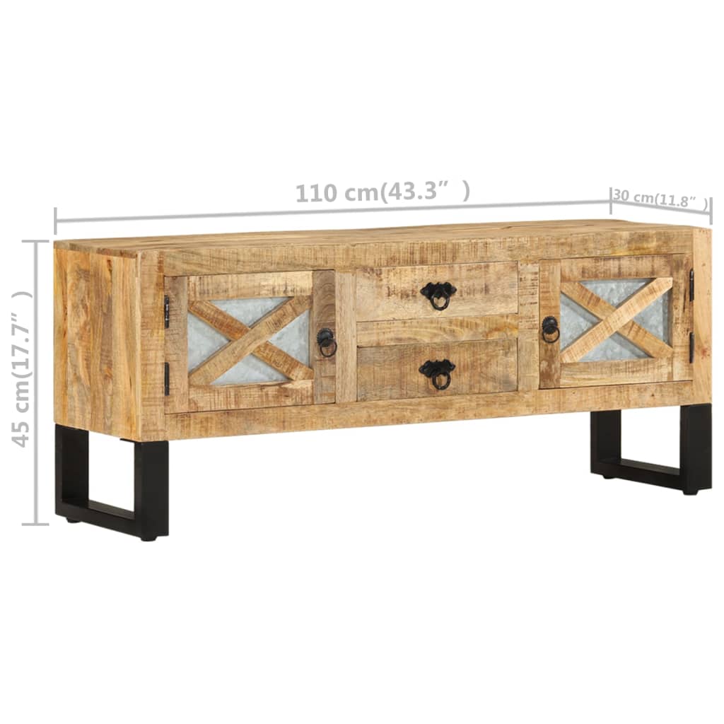 Meuble TV 110x30x45 cm Bois de manguier brut