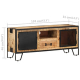 Meuble TV 110x31x46 cm Bois de manguier brut