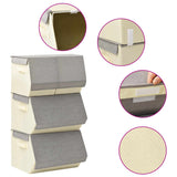 Stackable Storage Boxes 4 pcs Fabric Grey and Cream