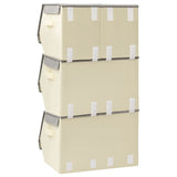 Stackable Storage Boxes 4 pcs Fabric Grey and Cream