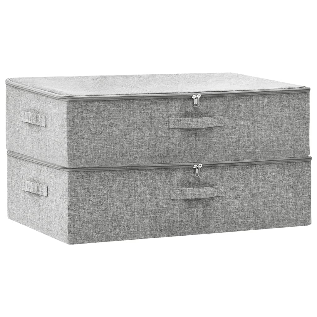 Storage boxes 2 pcs Fabric 70x40x18 cm Grey