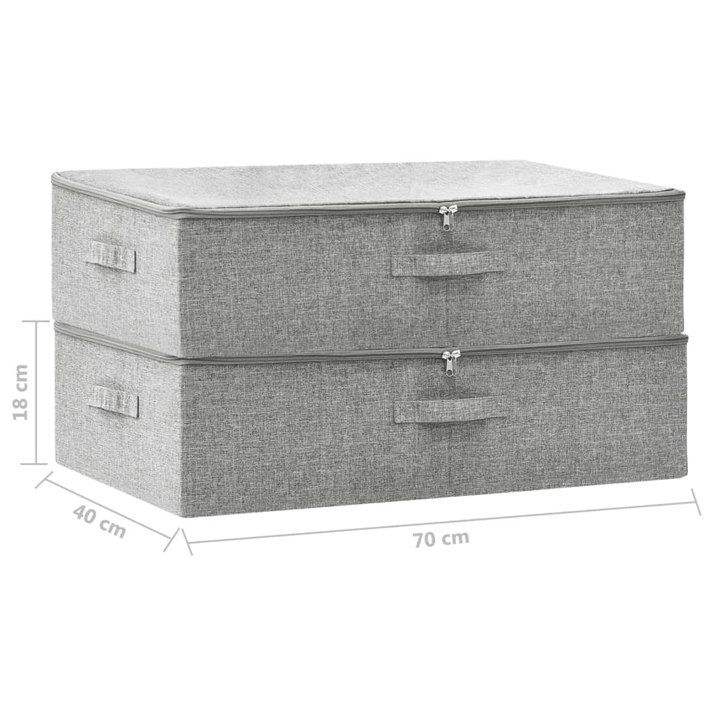 Storage boxes 2 pcs Fabric 70x40x18 cm Grey