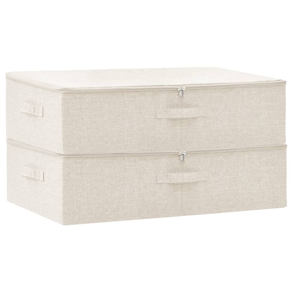 Storage boxes 2 pcs Fabric 70x40x18 cm Cream