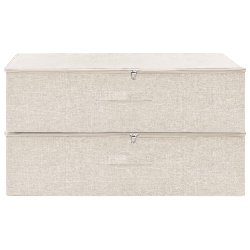 Storage boxes 2 pcs Fabric 70x40x18 cm Cream