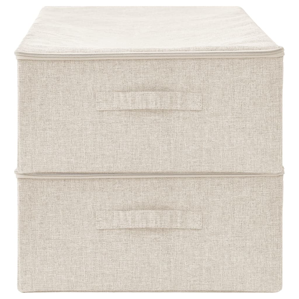 Storage boxes 2 pcs Fabric 70x40x18 cm Cream