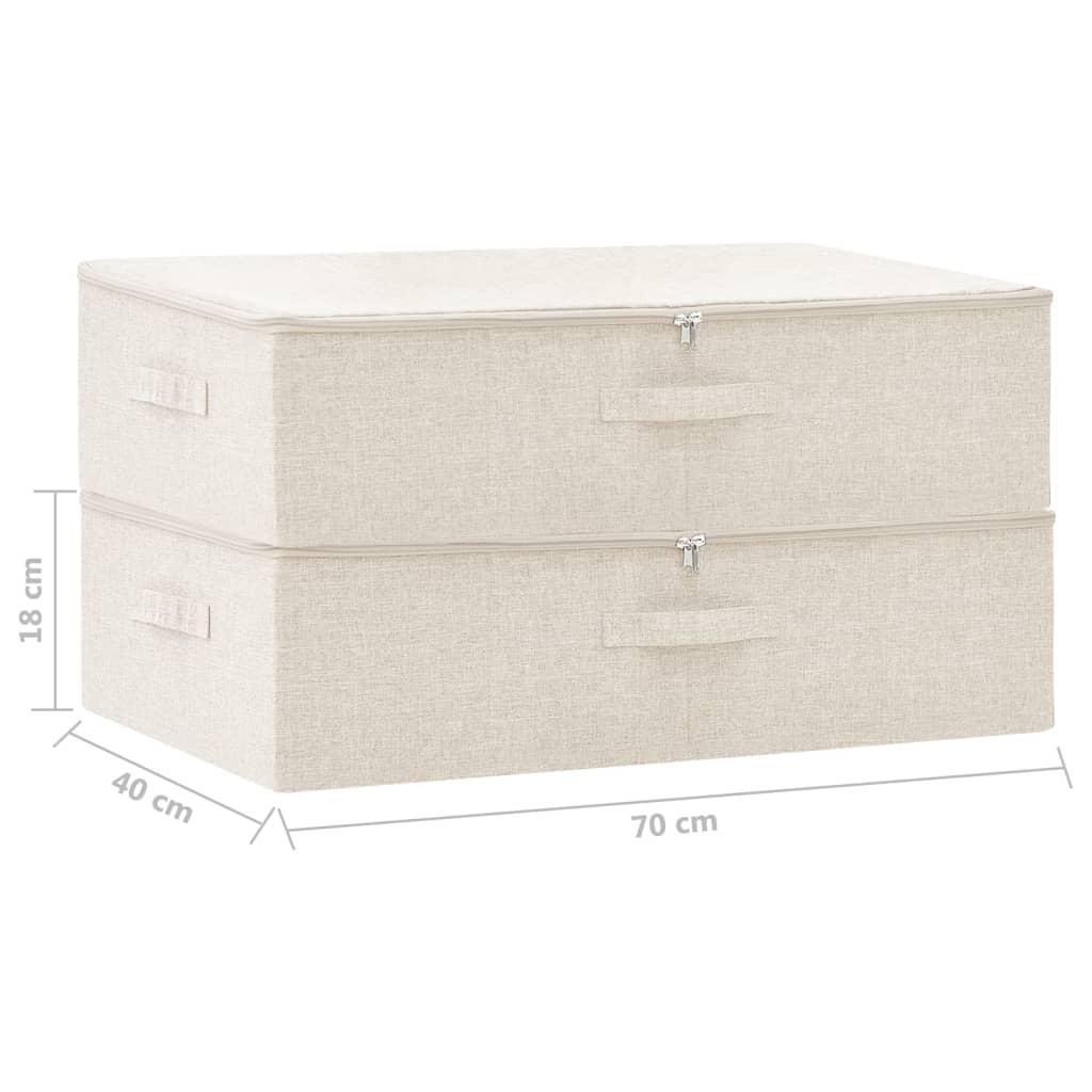 Storage boxes 2 pcs Fabric 70x40x18 cm Cream