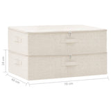 Storage boxes 2 pcs Fabric 70x40x18 cm Cream