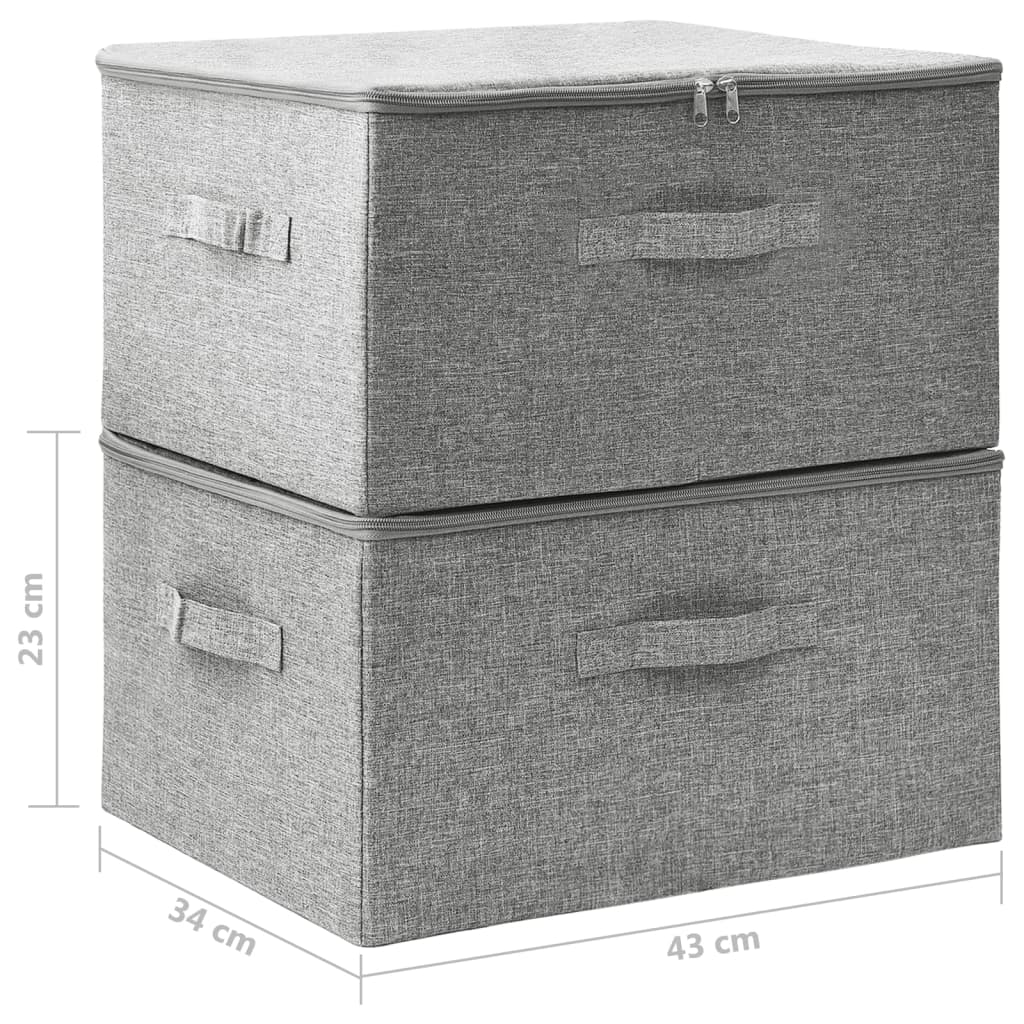 Storage boxes 2 pcs Fabric 43x34x23 cm Grey