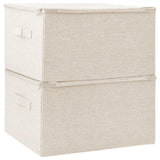 Storage boxes 2 pcs Fabric 43x34x23 cm Cream