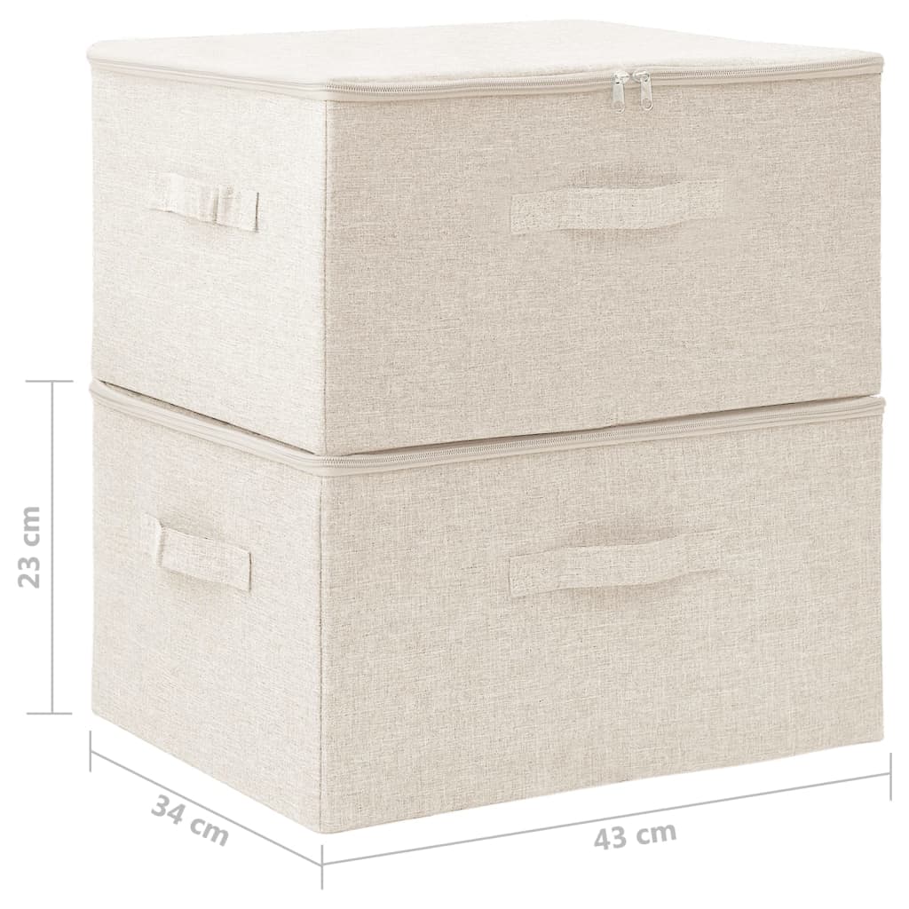 Storage boxes 2 pcs Fabric 43x34x23 cm Cream