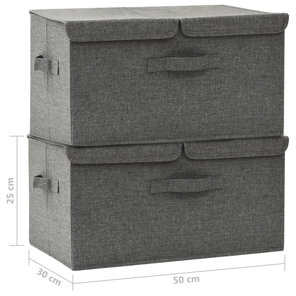 Storage boxes 2 pcs Fabric 50x30x25 cm Anthracite