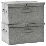 Storage boxes 2 pcs Fabric 50x30x25 cm Grey