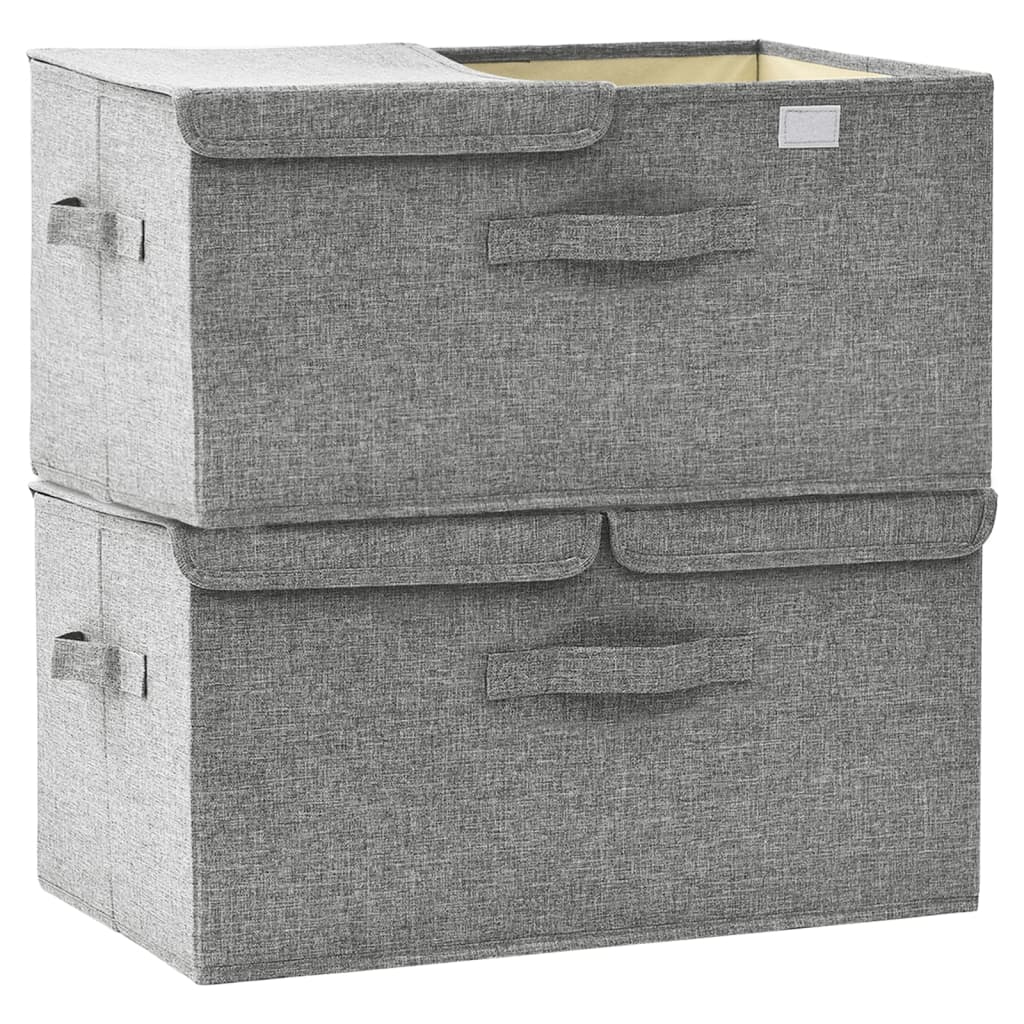 Storage boxes 2 pcs Fabric 50x30x25 cm Grey