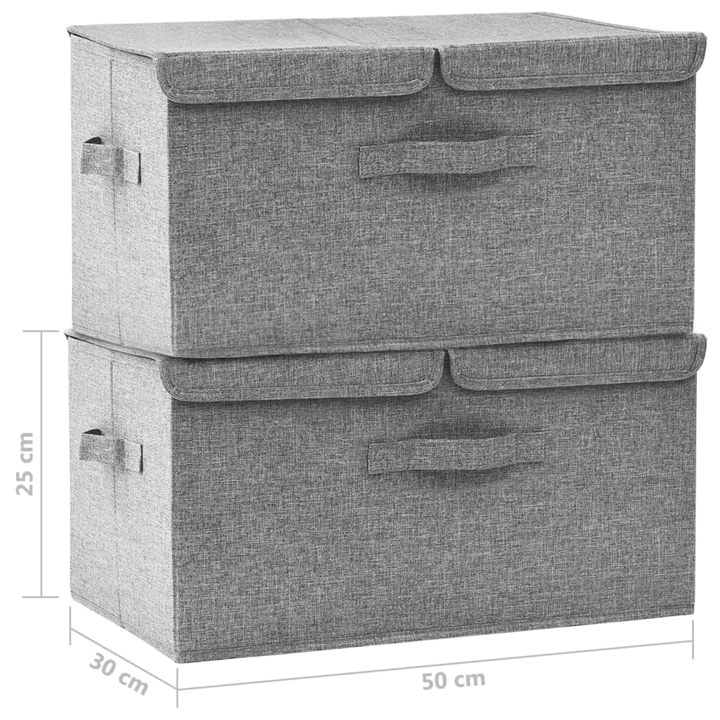 Storage boxes 2 pcs Fabric 50x30x25 cm Grey