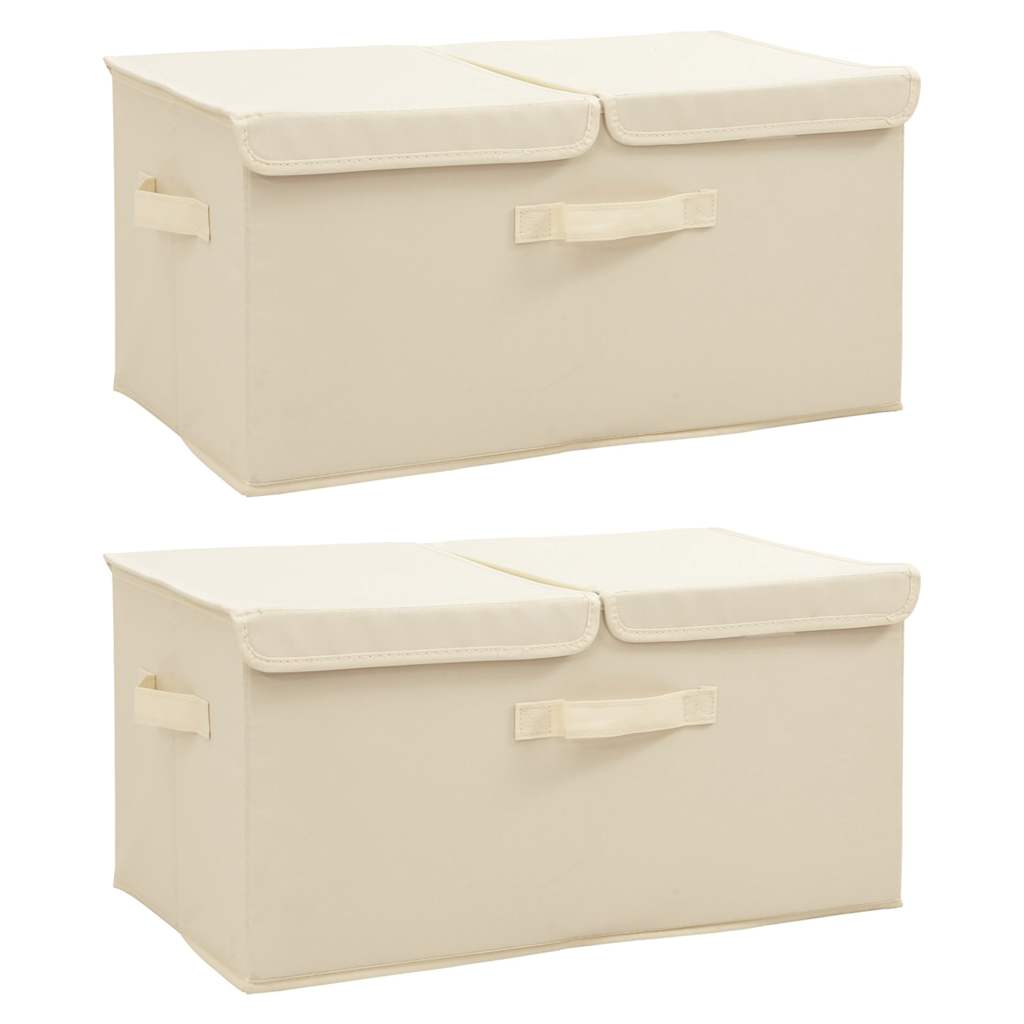 Storage boxes 2 pcs Fabric 50x30x25 cm Cream