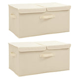 Storage boxes 2 pcs Fabric 50x30x25 cm Cream