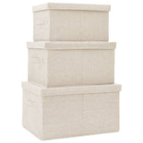 Stackable Storage Boxes 3 pcs Cream Fabric