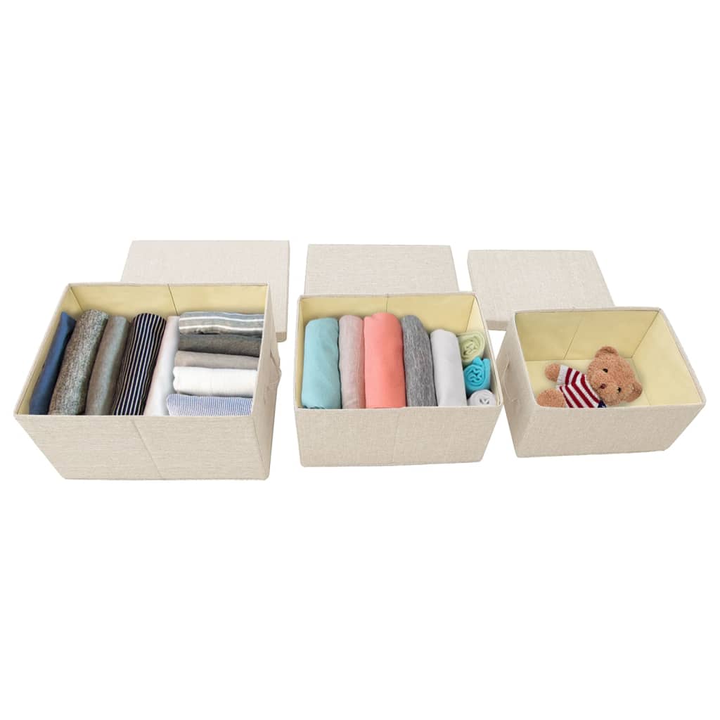 Stackable Storage Boxes 3 pcs Cream Fabric