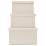 Stackable Storage Boxes 3 pcs Cream Fabric