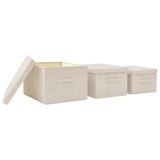 Stackable Storage Boxes 3 pcs Cream Fabric