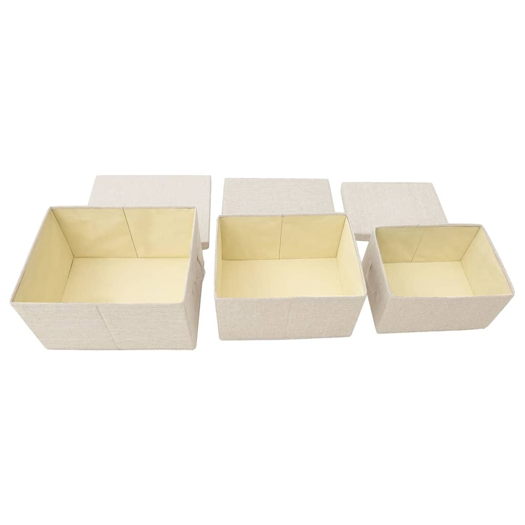 Stackable Storage Boxes 3 pcs Cream Fabric