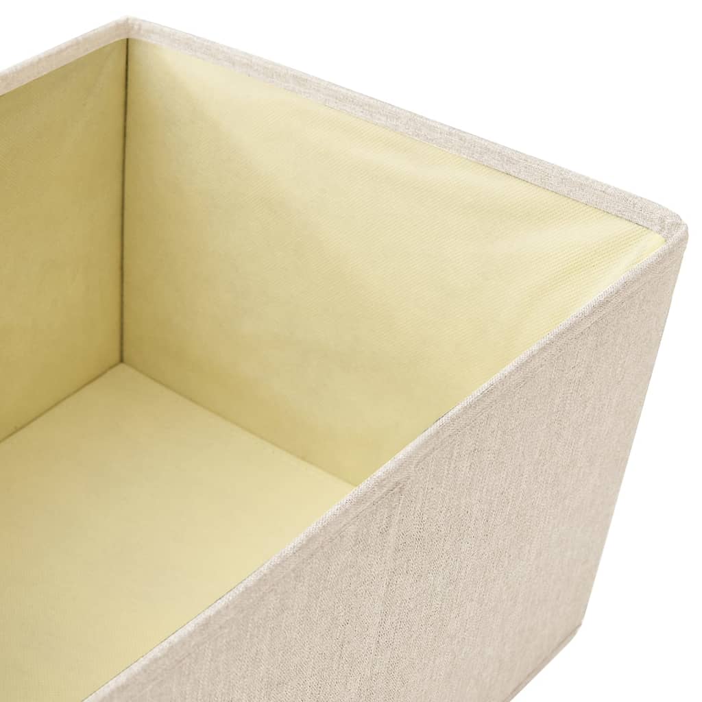 Stackable Storage Boxes 3 pcs Cream Fabric