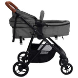 Poussette pour bébé 3-en-1 Gris clair et noir Acier